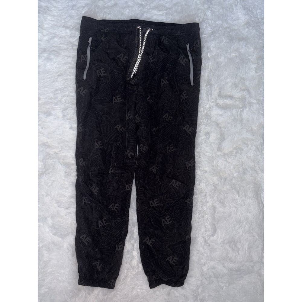 American Eagle Men’s Sz. Large Tall Classic Black Logo Parachute Pants. Grt Pair